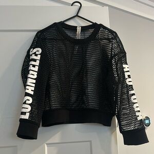 ALO Yoga Black Mesh Long Sleeve Top